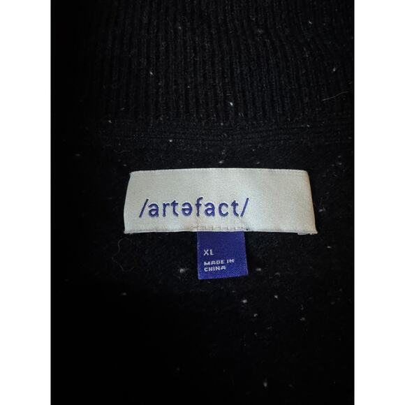 Artefact | 100% Cashmere Black Donegal 1/4-Zip Sweater | Size XL - Picture 4 of 6